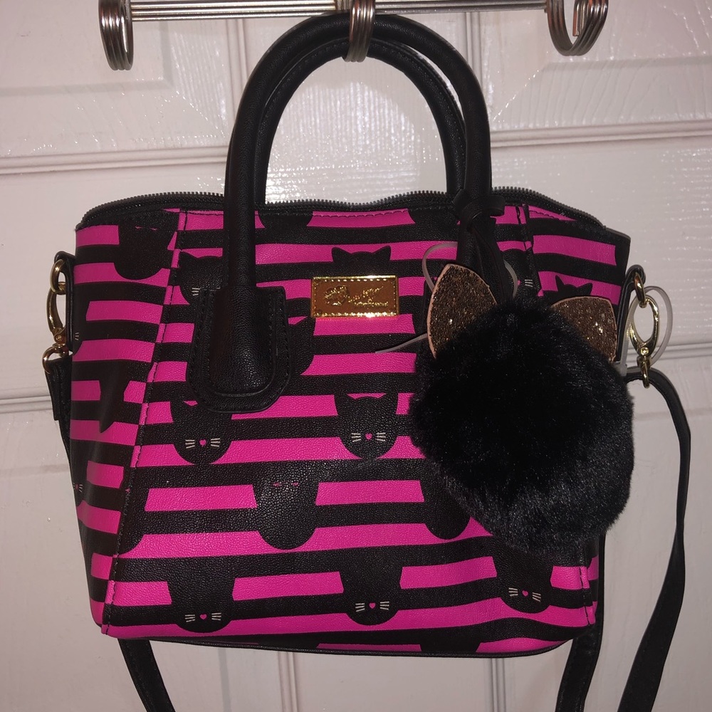 NWOT Betsy Johnson Striped Kitty Clutch Mini Purse